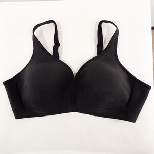 Cacique Lightly Lined No Wire Bra Womens 46B Black Stretch Comfort Everyday